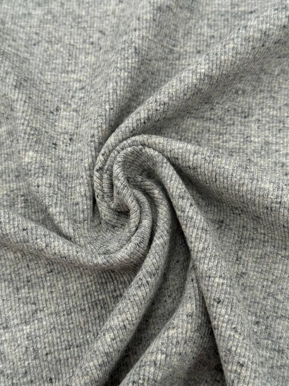 Rievotā trikotāža ar linu - Melange Grey