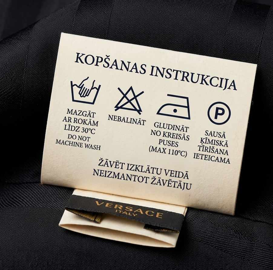 Viskozes auduma kopšanas instrukcija