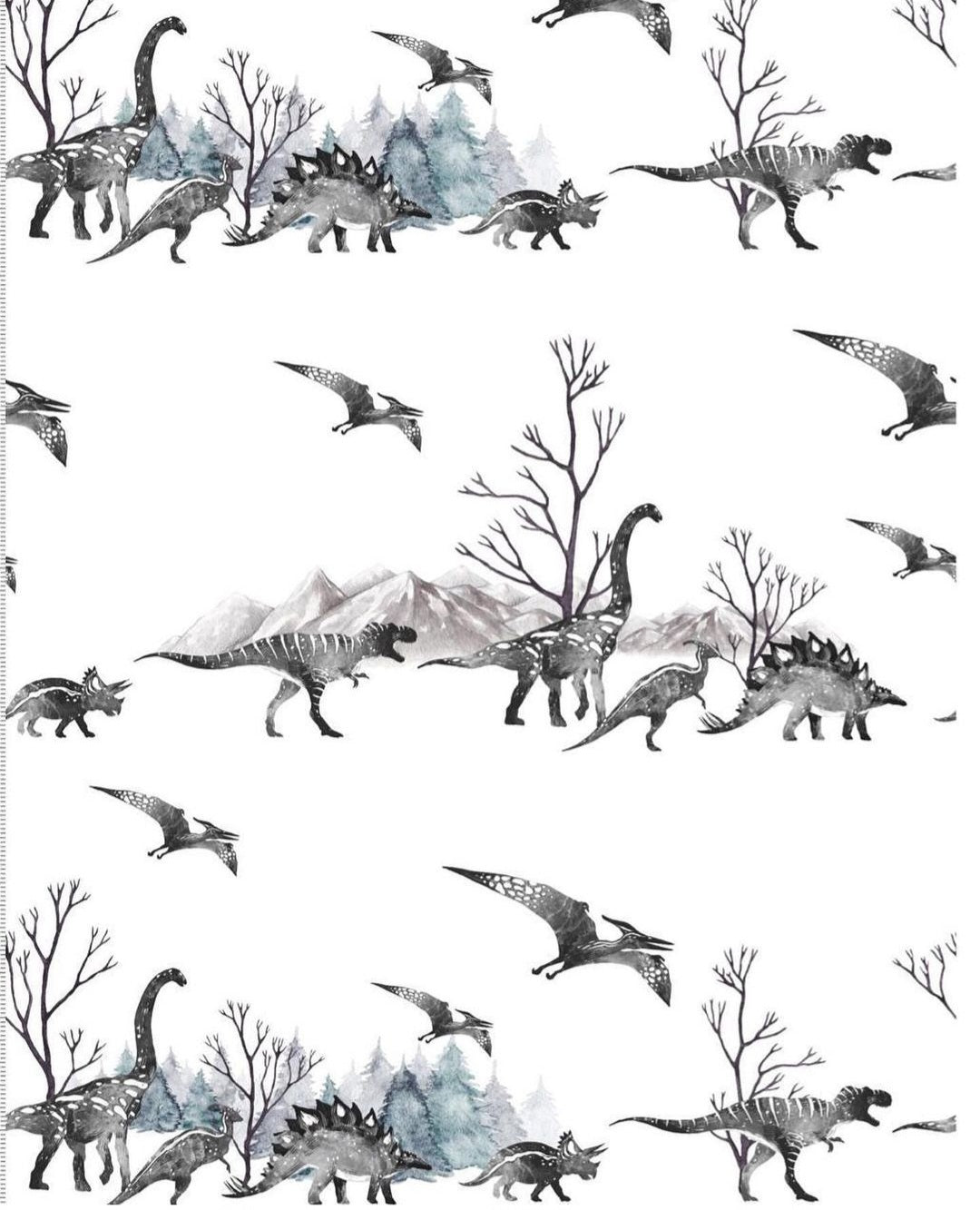 Plānā kokvilnas trikotāža - DINO WHITE