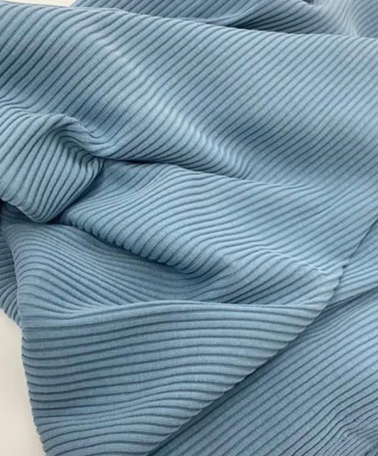 Rievotā trikotāža ar velūra efektu - VINTAGE BLUE